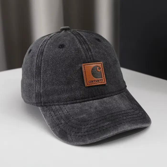 Casquette de baseball vintage délavée Carhartt avec patch en cuir rétro