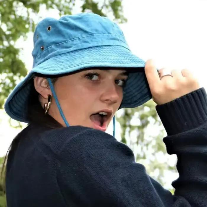 Chapeaux seau de randonnée Cowboy bleu avec ficelle pour hommes et femmes