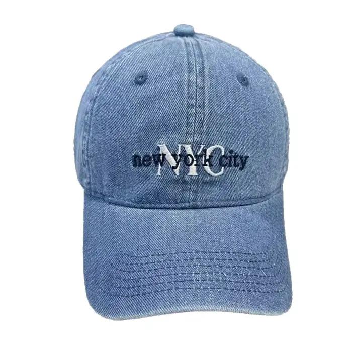 Casquette de baseball unisexe en jean brodée avec la lettre NYC