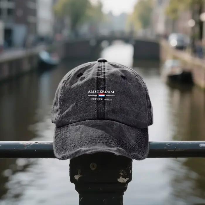Casquette de baseball en coton lavé Amsterdam