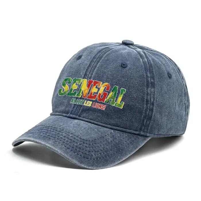 Casquette de baseball réglable légère et unisexe avec drapeau du Sénégal imprimé