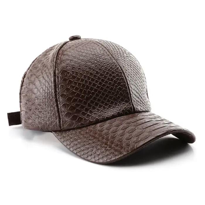 Casquette de baseball en cuir PU imitation crocodile style hip-hop urbain
