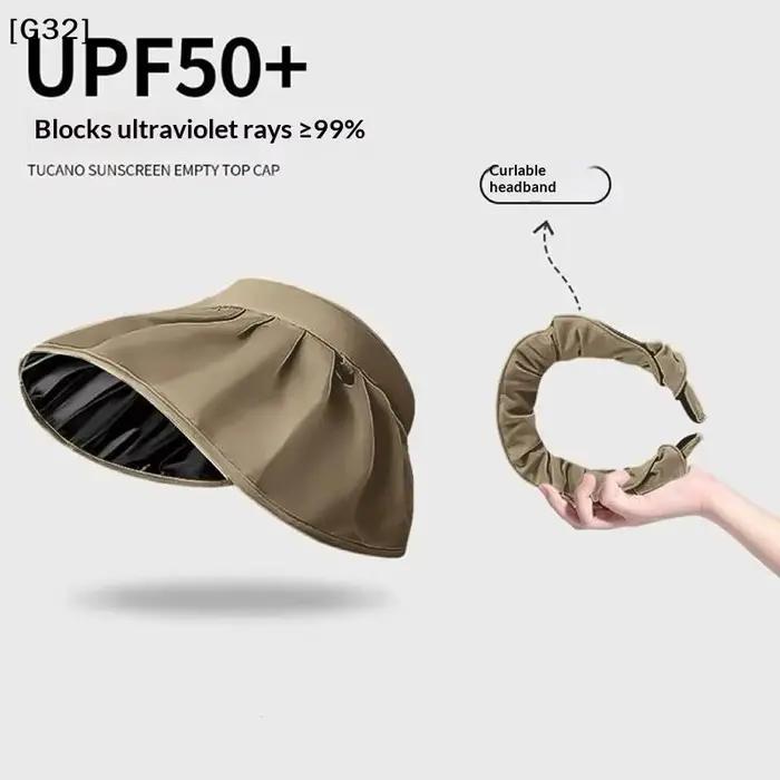 Chapeau sans calotte UPF50+ pour femme avec bandeau pliable