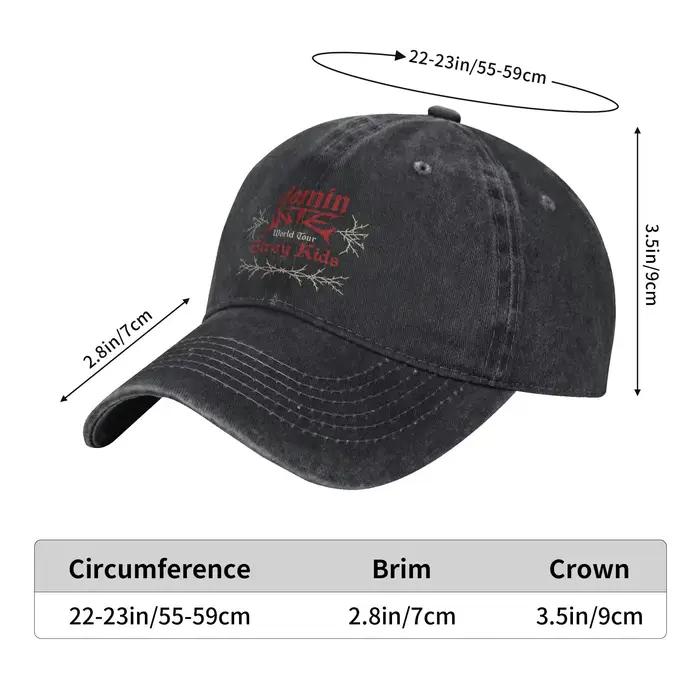 Casquette de baseball StrayKided 2025 World Tour Sun Domin chapeau de camionneur délavé imprimé résistant au soleil multifonction pour hommes occasions estivales et hivernales