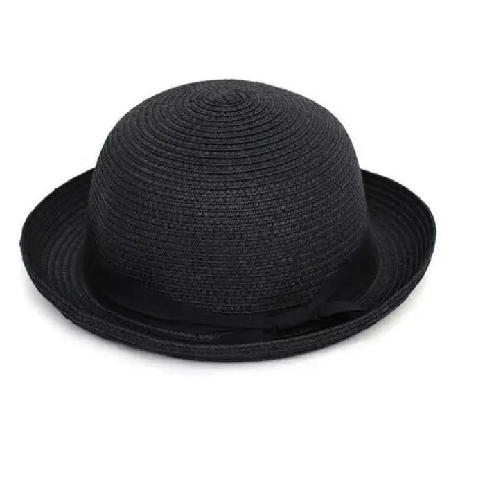 Chapeaux pour femmes été Protection solaire chapeau de paille femme haut rond bord bouclé Parent enfant étudiant parasol voyage