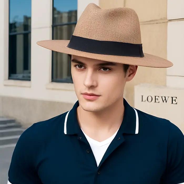 Chapeau de soleil en paille protection UV large bord pour femmes et hommes occasion plage voyage activité extérieure