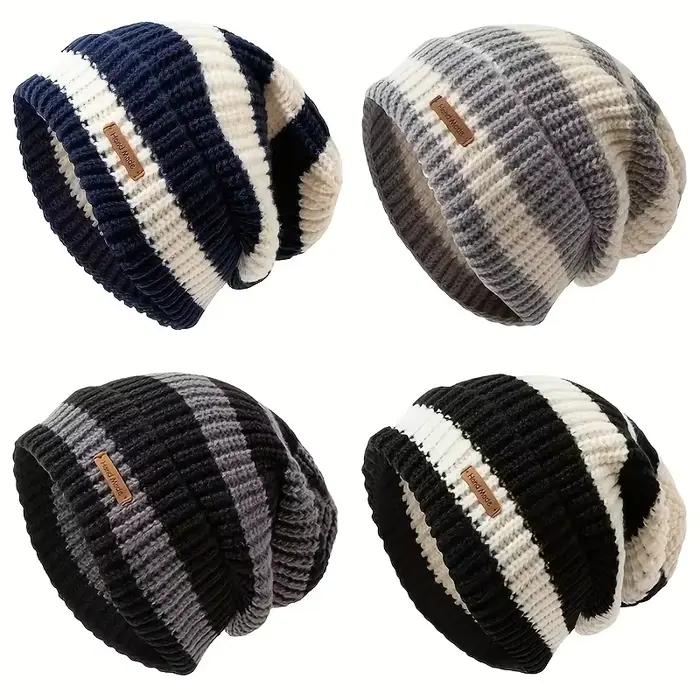 Chapeau tricoté rayé tendance coréenne
