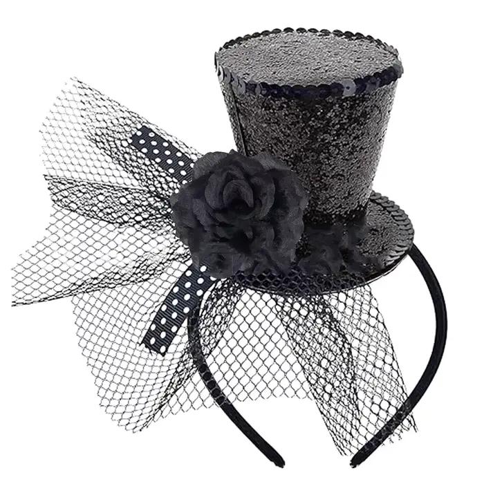 Mini chapeau bibi à sequins avec bandeau