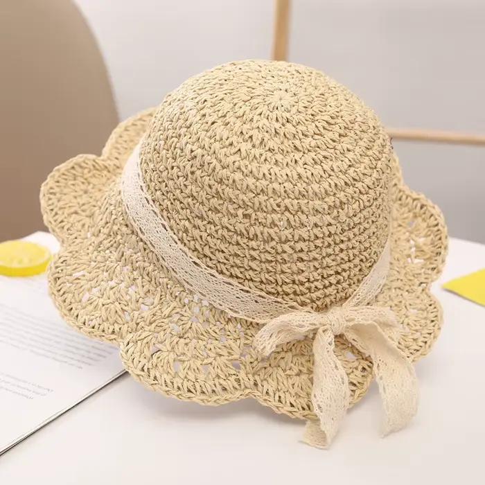 Chapeau de paille pour bébé fille de 3 à 6 ans