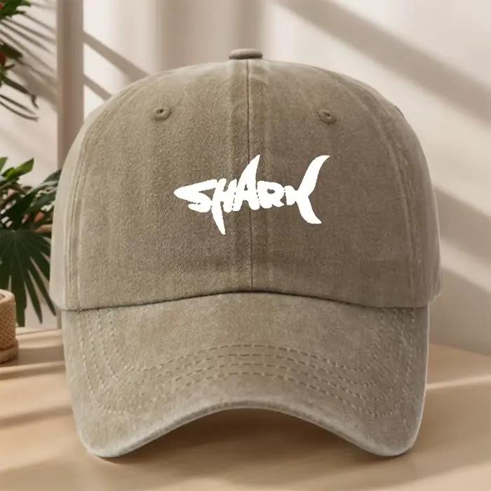 Casquette de baseball à motifs de requin pour hommes avec design rétro lavé adapté au camping en plein air et aux