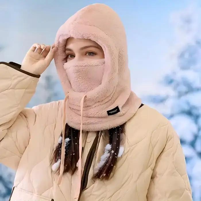 Cagoule d'hiver réglable avec capuche Sherpa et housse de ski coupe-vent pour hommes et femmes