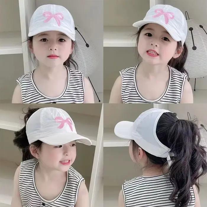 Casquette de baseball brodée avec nœud pour enfant et adulte, polyester, sangle réglable, protection solaire, voyage, quatre saisons