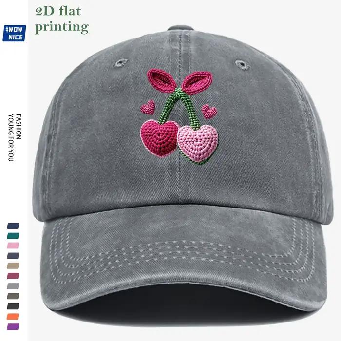 Casquette de baseball plate thermocollante 3D avec cerises