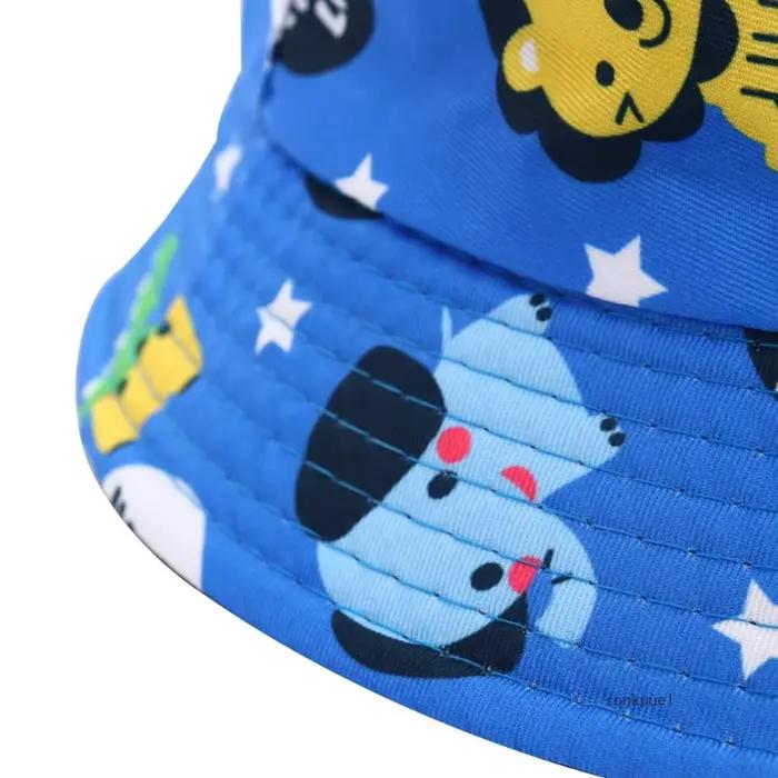 Chapeau Bob Enfant Imprimé Animaux Printemps-Automne Nouveau Style Fin Unisexe Dessin Animé Grande Bordure Réversible