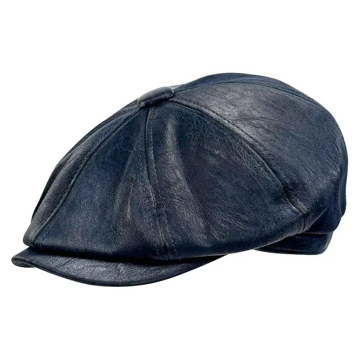 Béret en simili cuir vintage style décontracté multicolore pour homme et femme occasions décontractées streetwear