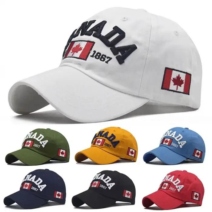 Casquette de baseball ajustable « I Love Canada » avec drapeau imprimé