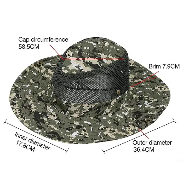 Chapeau de pêcheur en maille anti-UV protection solaire large bord pliable pour hommes activités de plein air escalade chasse pêche camping randonnée voyage
