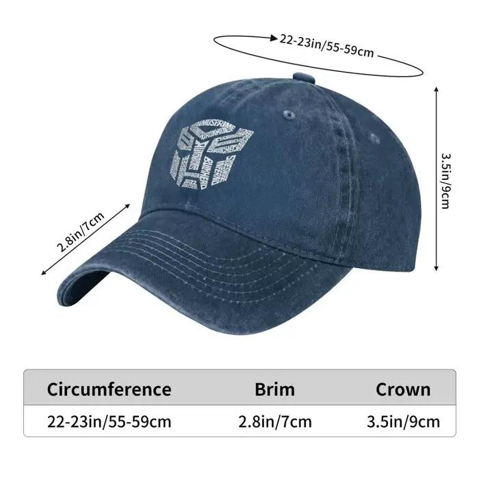 Casquette Transformer Autobots en coton lavé pour hommes et femmes voyage protection solaire randonnée plein air camionneurs occasions spéciales