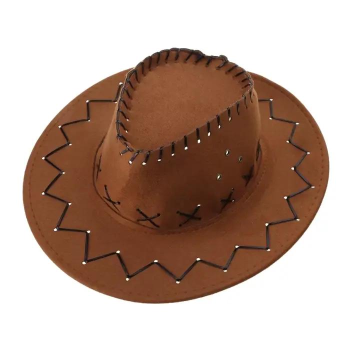 Chapeau de cowboy western en daim unisexe pour enfants