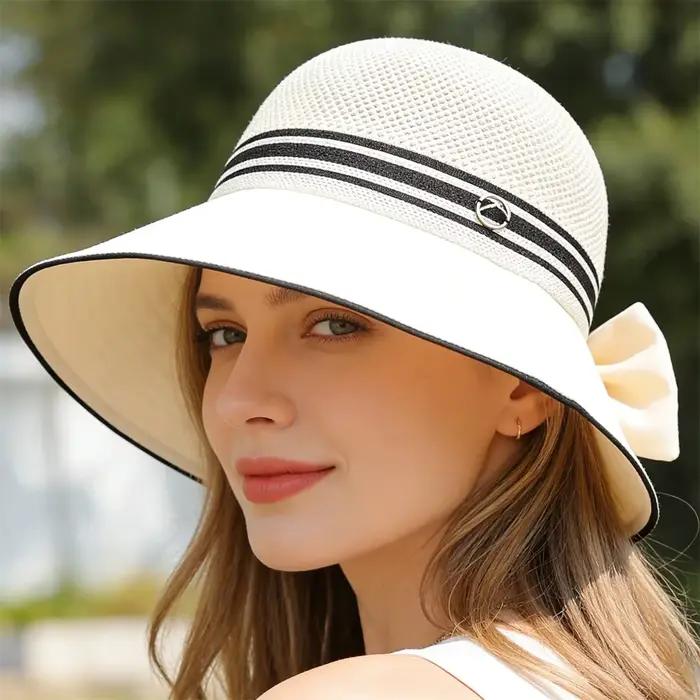 Chapeau de Soleil Unisexe avec Nœud en Coton pour Activités Estivales et Sorties à la Plage