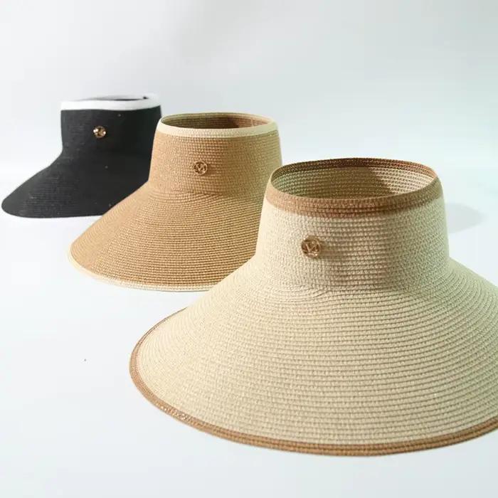 Chapeau de paille à large bord style européen et américain pour femme