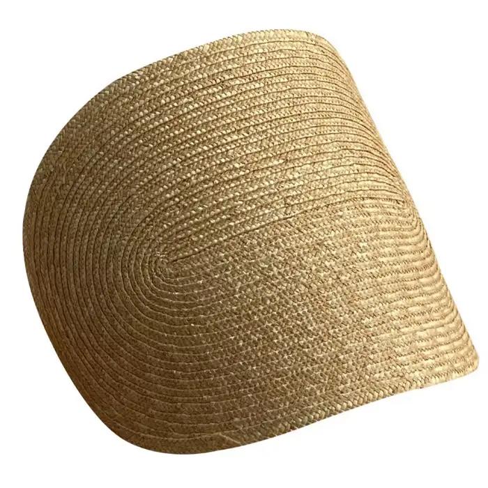 Chapeau de soleil rétro français en paille de blé avec nœud en dentelle monobloc pour femme