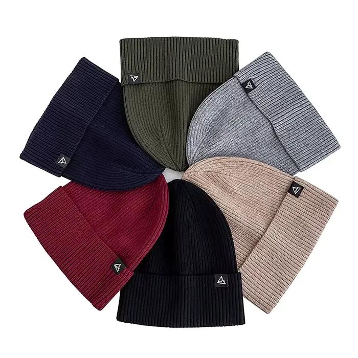 Offre spéciale unisexe automne/hiver bonnet chapeau montagne pic Labal haute élasticité tricoté chapeaux pour hommes