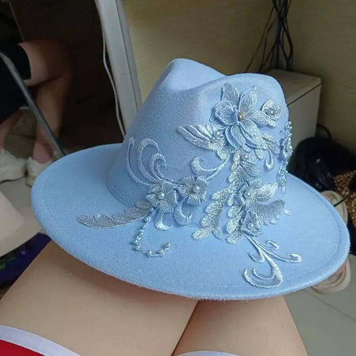 Chapeau Fedora fleur bleue pour hommes et femmes