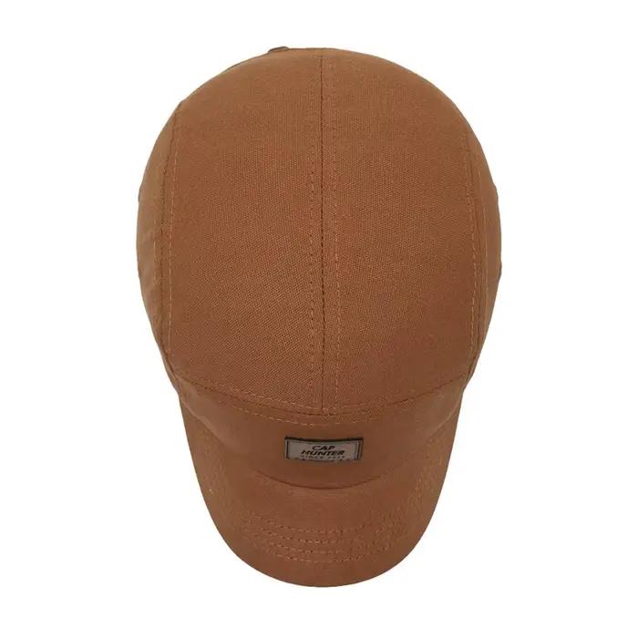 Casquette de baseball rétro marron à visière courte FS pour hommes