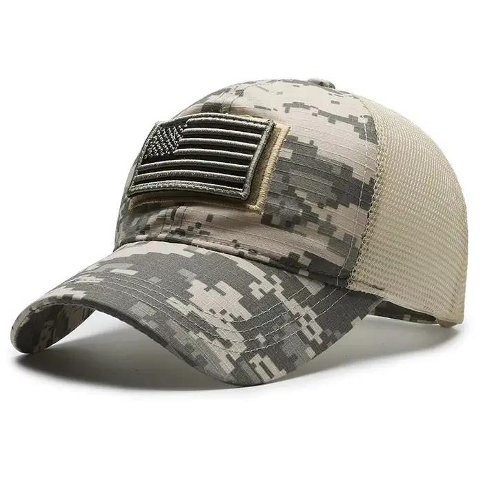 Casquette de baseball à dos en maille noire avec patch drapeau américain – Accessoire élégant et patriotique
