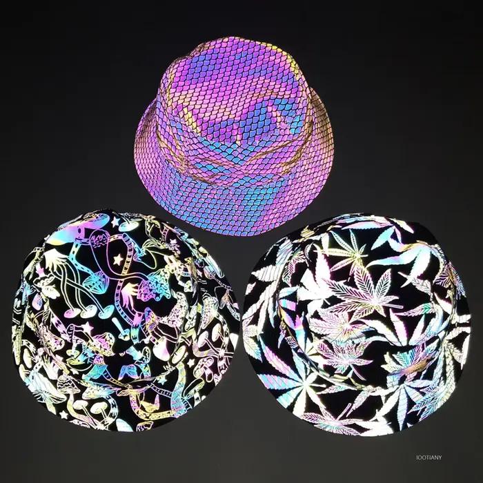 Chapeau de pêcheur réfléchissant coloré pour hommes et femmes