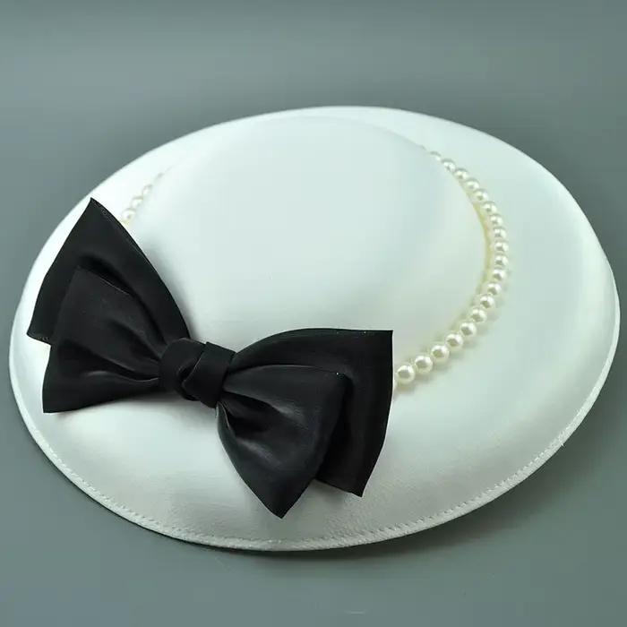 Chapeau de Mariage Style Français en Satin Grande Taille