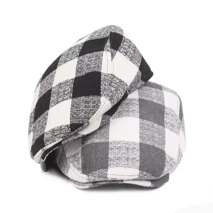 Béret français à carreaux unisexe style sport polyester plaid FS pour hommes et femmes quatre saisons occasions décontractées à offrir