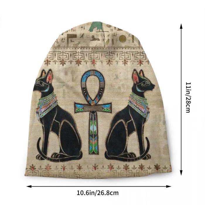 Personnalisé chats égyptiens et Ankh croix Bonnet chapeaux Hip Hop tricot chapeau hommes femmes chaud hiver ancien egypte Skullies bonnets casquettes