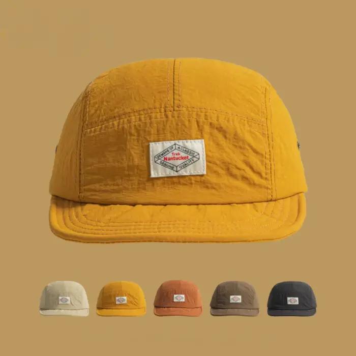 Casquette de baseball vintage à visière plate en nylon et maille imperméable avec patch lettre pour hommes et femmes