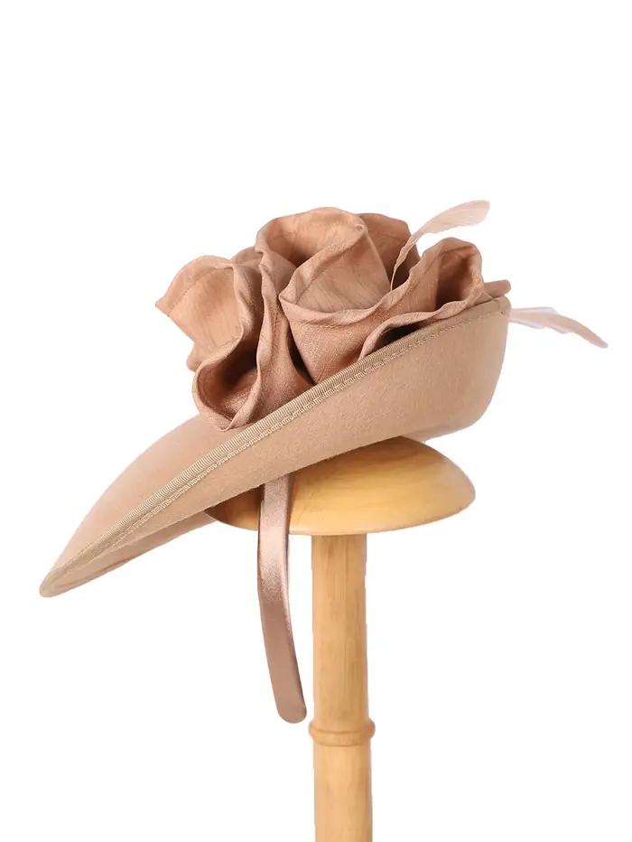 Chapeau bibi vintage en feutre 100 % laine pour femme