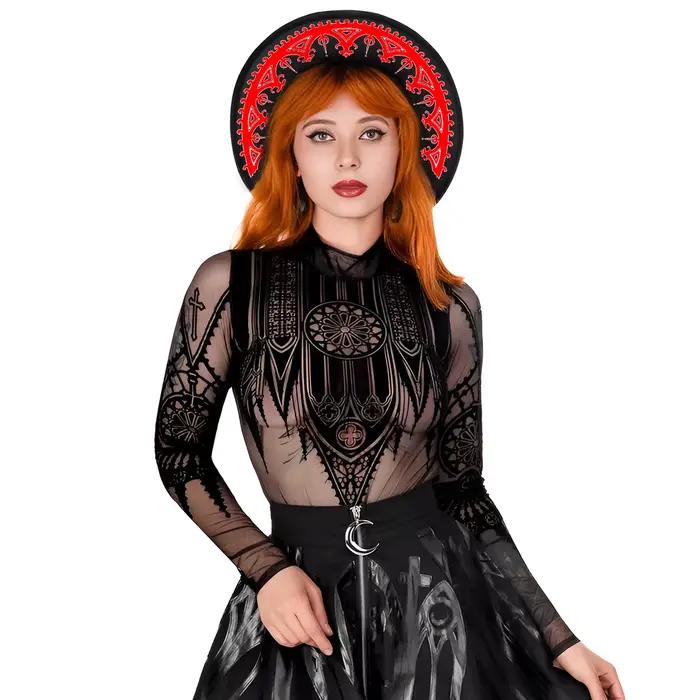 Chapeau en feutre polyvalent classique d'halloween rétro gothique foncé transfrontalier