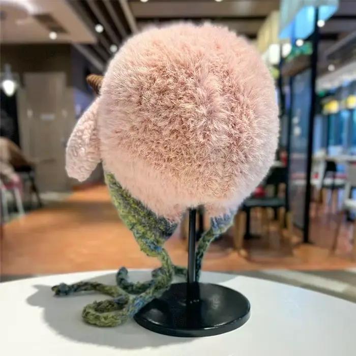 Chapeau coréen en peluche mignon couvre-oreilles tricoté chaud résistant au froid assorti avec tout automne et hiver pour homme et femme occasions spéciales