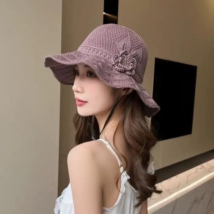 Chapeau de soleil élégant en paille style français