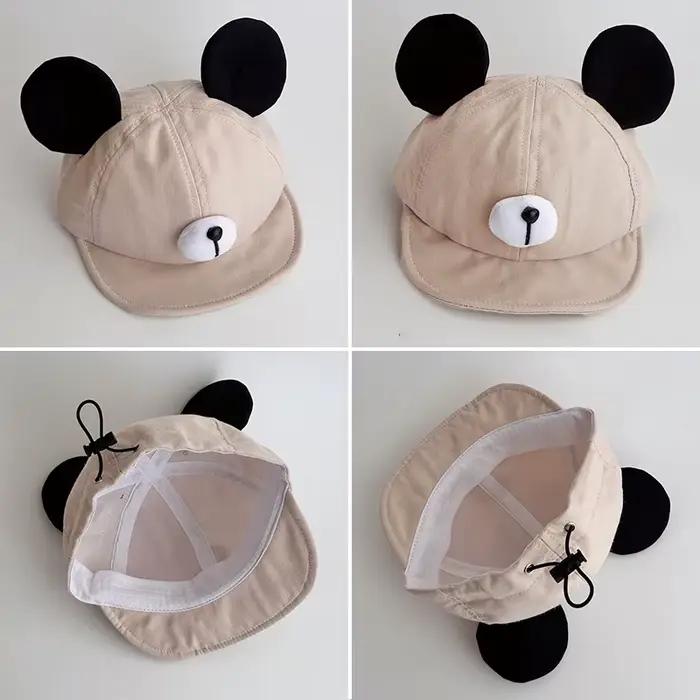 Mignon ours oreille bébé chapeau enfants garçon fille doux coton Peaked Bonnet casquettes