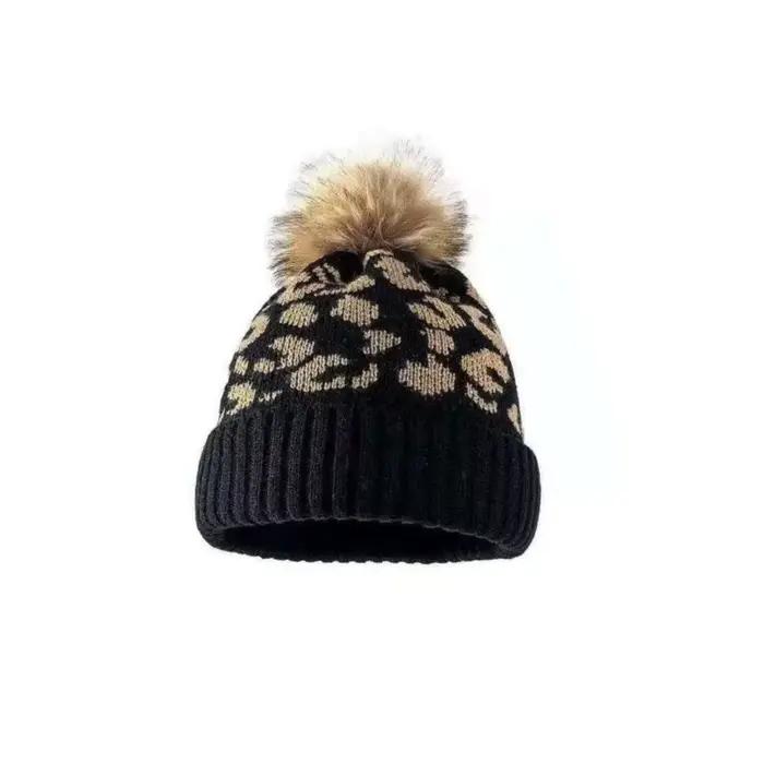 Chapeau bouclé à imprimé léopard pour femme protection solaire chaud laine optique extérieur mode tendance hiver automne occassions spéciales