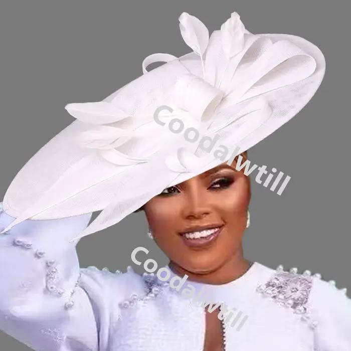 Fascinator Grand Derby Femme Épingles à Cheveux Style Fashion Lin Couleur Solide Polyvalent Occasions Spéciales