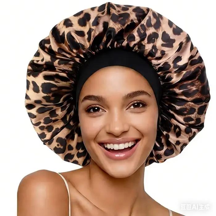 Bonnet de couchage en Satin imprimé léopard