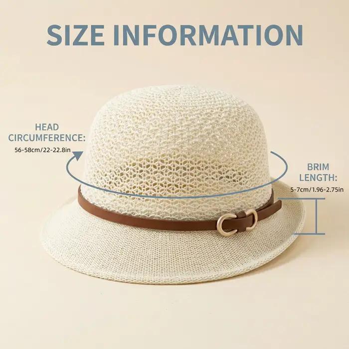 Chapeau de paille brodé élégant pour femme - Accessoire de mode estival | Structure tricotée