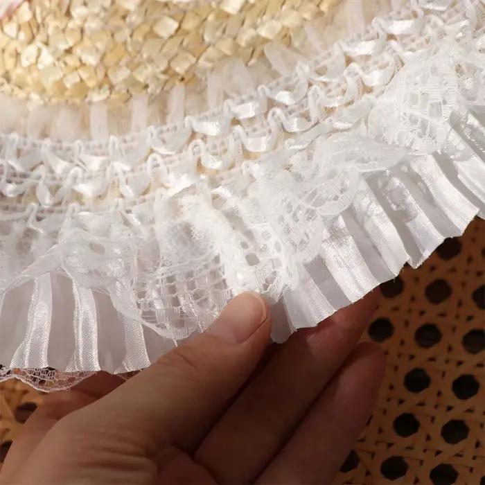Bonnet Lolita en dentelle, style pastoral, chapeau de paille Lolita français, protection solaire, dessus plat, nœud, ruban, fleur, accessoires Lolita