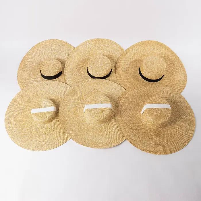 Été 15 cm large bord joli chapeau de paille plat chapeaux