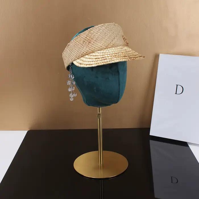 Chapeaux vintage en paille sans bord pour femmes