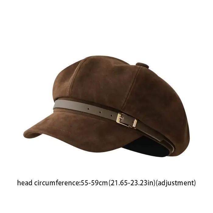 Béret en cuir Pu de Style britannique