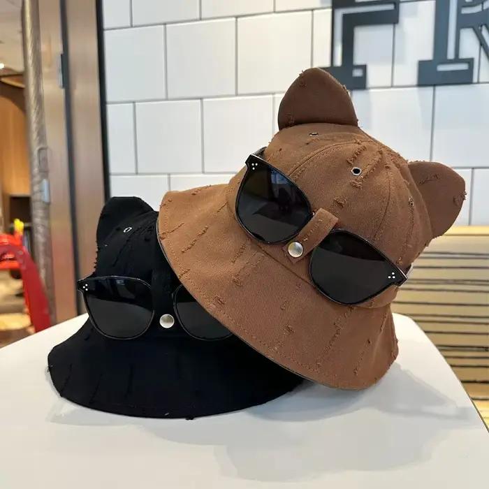 Chapeau seau avec lunettes pour femmes
