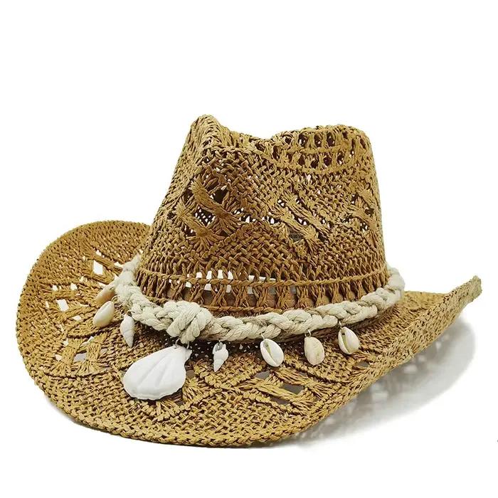 Chapeau de cowboy occidental en paille pour homme